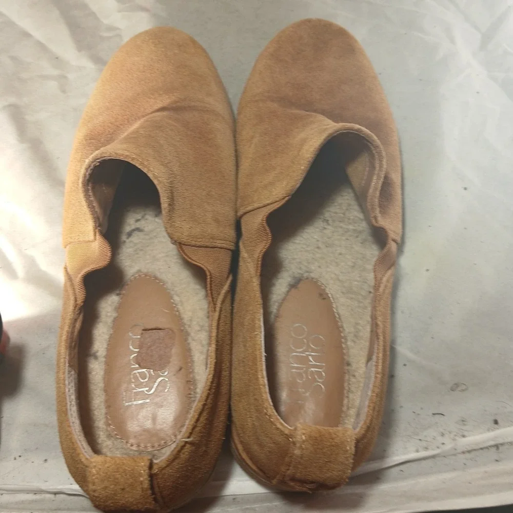 Franco Sarto Justia Tan Suede Shearling Lined Slip On Loafers Mens‎ 9M EUR 39